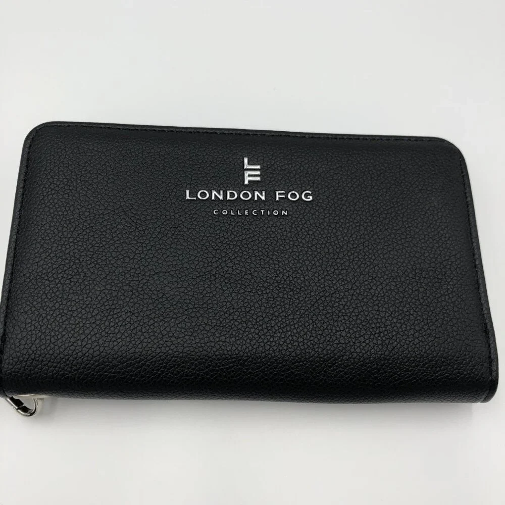 London Fog Collection Bradford Single Zip Wallet With Front Flap‎ & Wrist Strap